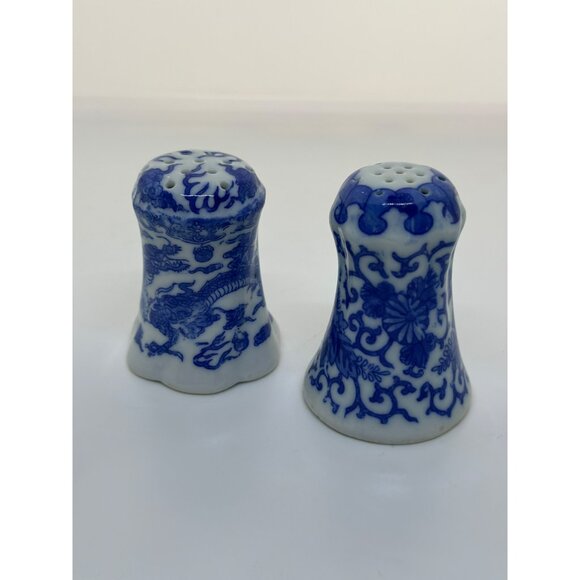 VTG Japanese Blue and White Porcelain Phoenix Salt & Pepper Shakers Set - Picture 1 of 7